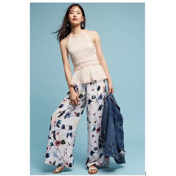 Leilana Ruffled Feminine Halter Top in Peach from Anthropologie – Size Medium - Picture 3 of 8